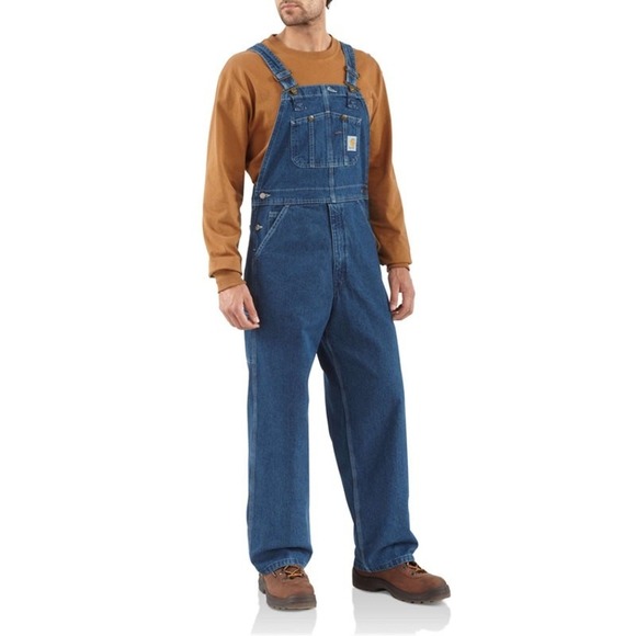 Carhartt Denim - Carhartt Bib Overalls Mens 34X36‎ Denim Dark Stonewash Workwear Outdoors Farm